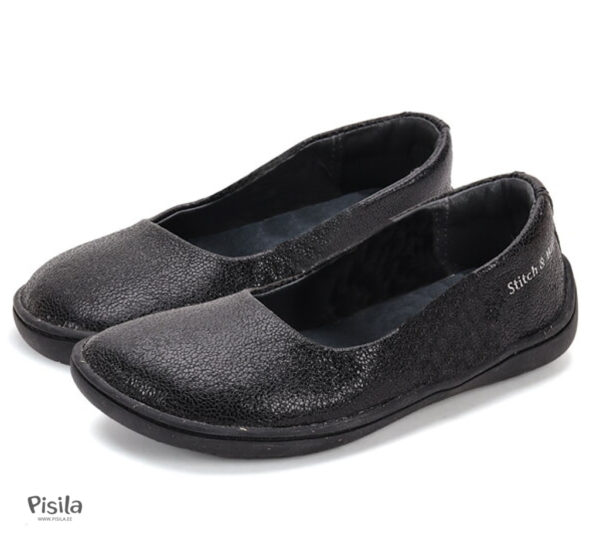 Stitch & Walk mustad läikega barefoot baleriinad