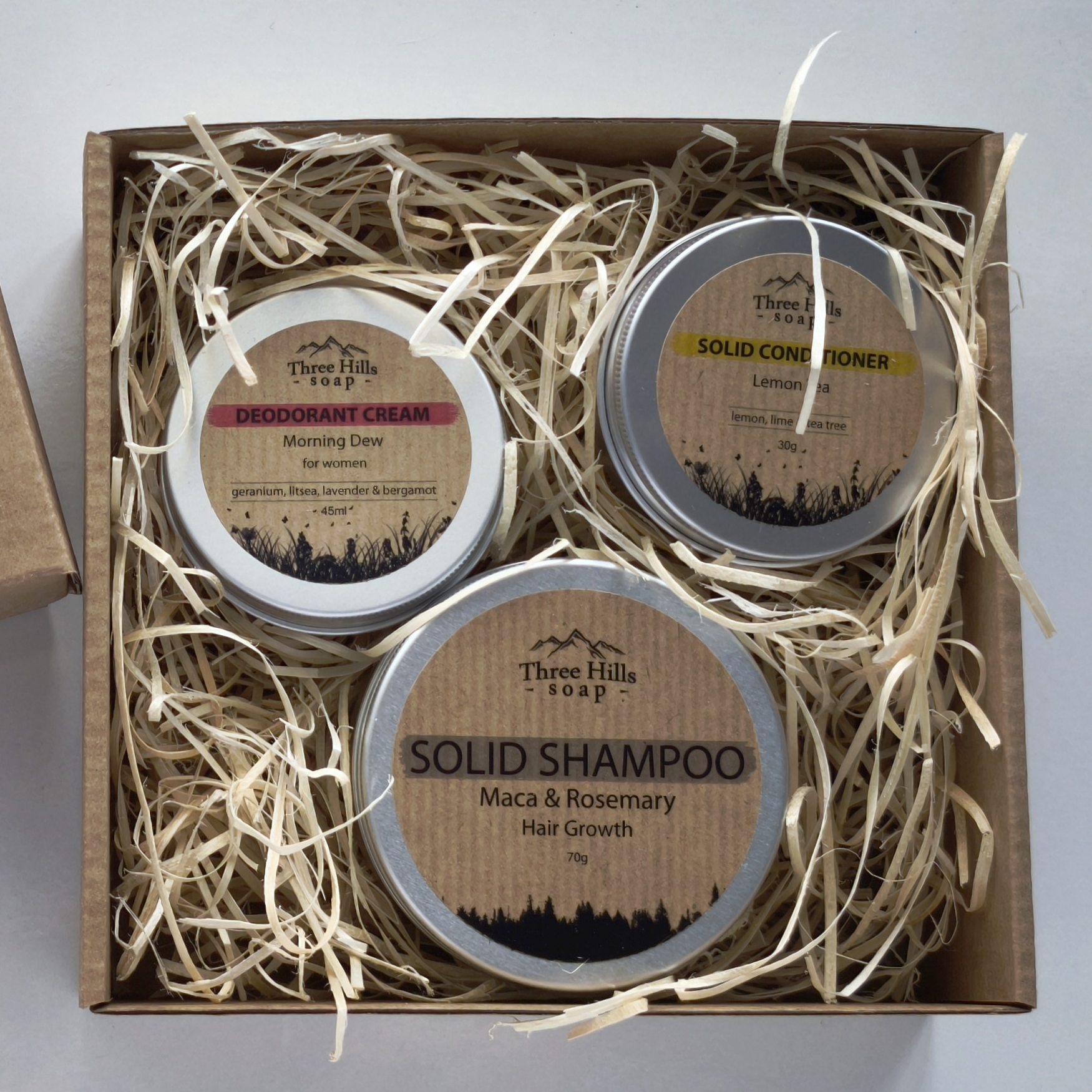 Looduslik kinkekomplekt. Juuksekasvu soodustav šampoon , palsam, kreemdeodorant