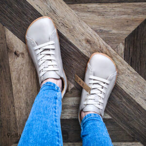 Stitch & Walk Cream beežid barefoot nahast vabaajajalatsid tossud