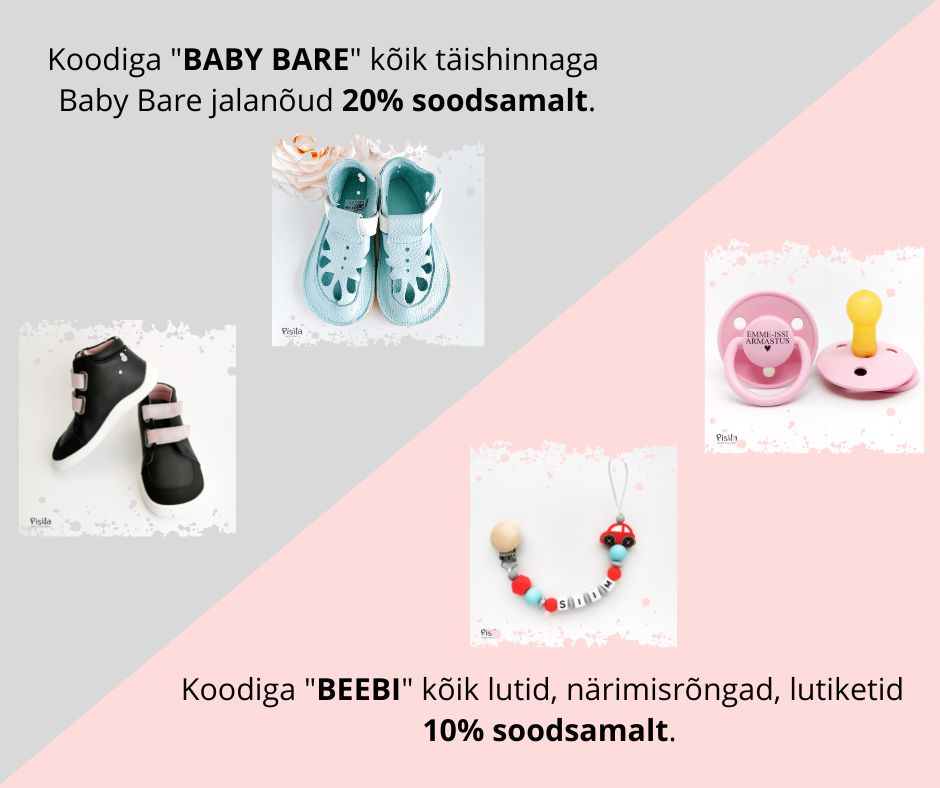 Sooduskampaani lutiketid, lutid, närimisrõngad, barefoot jalanõud