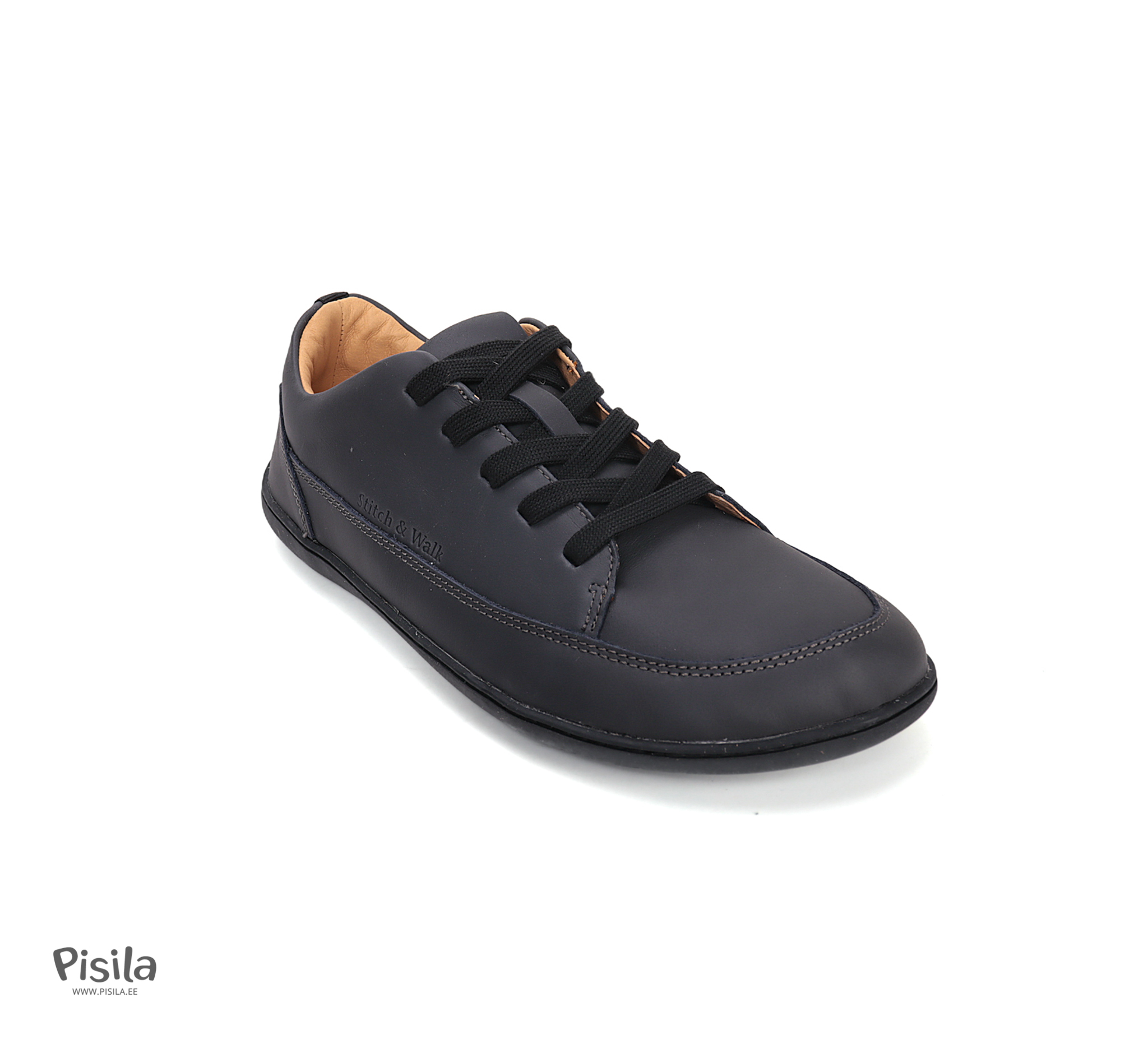 Stitch & Walk Black mustad nahast barefoot jalanõud mehele