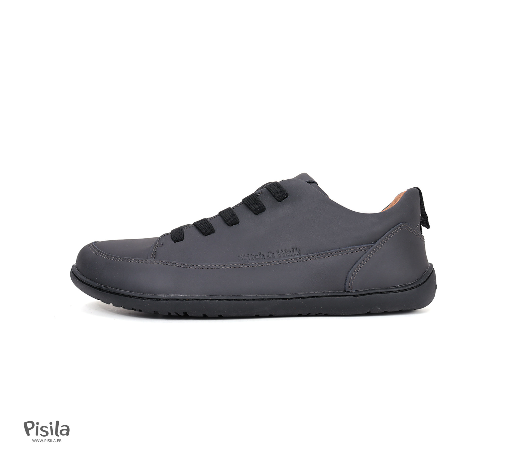 Stitch & Walk Black mustad nahast vabaajajalatsid laiale jalale