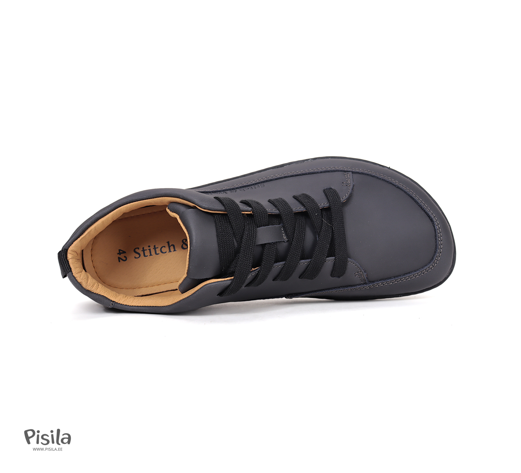 Stitch & Walk Black mustad nahast jalanõud